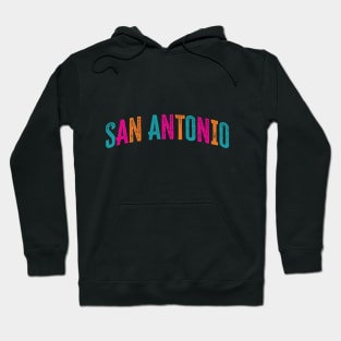 San Antonio Arched Distressed Letters Hoodie